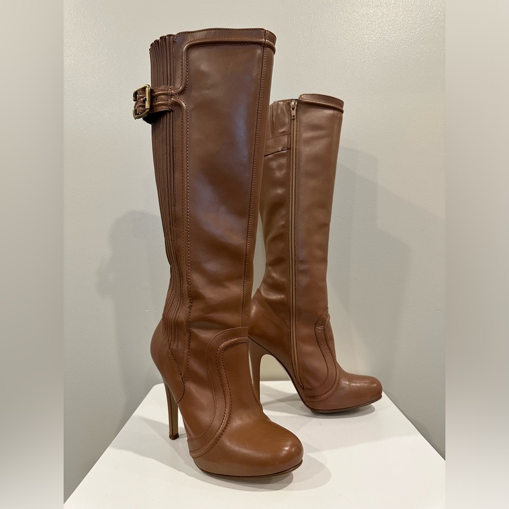 Light Brown Andrea High Heel Leather Boots